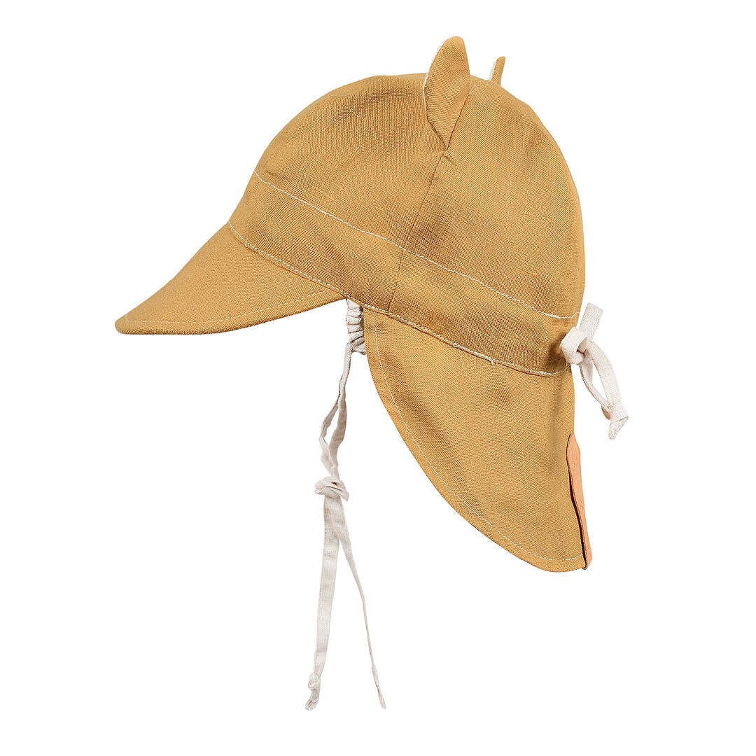 Bedhead 'Roamer' Baby Reversible Teddy Flap Sun Hat - Maize / Flax - Image 5