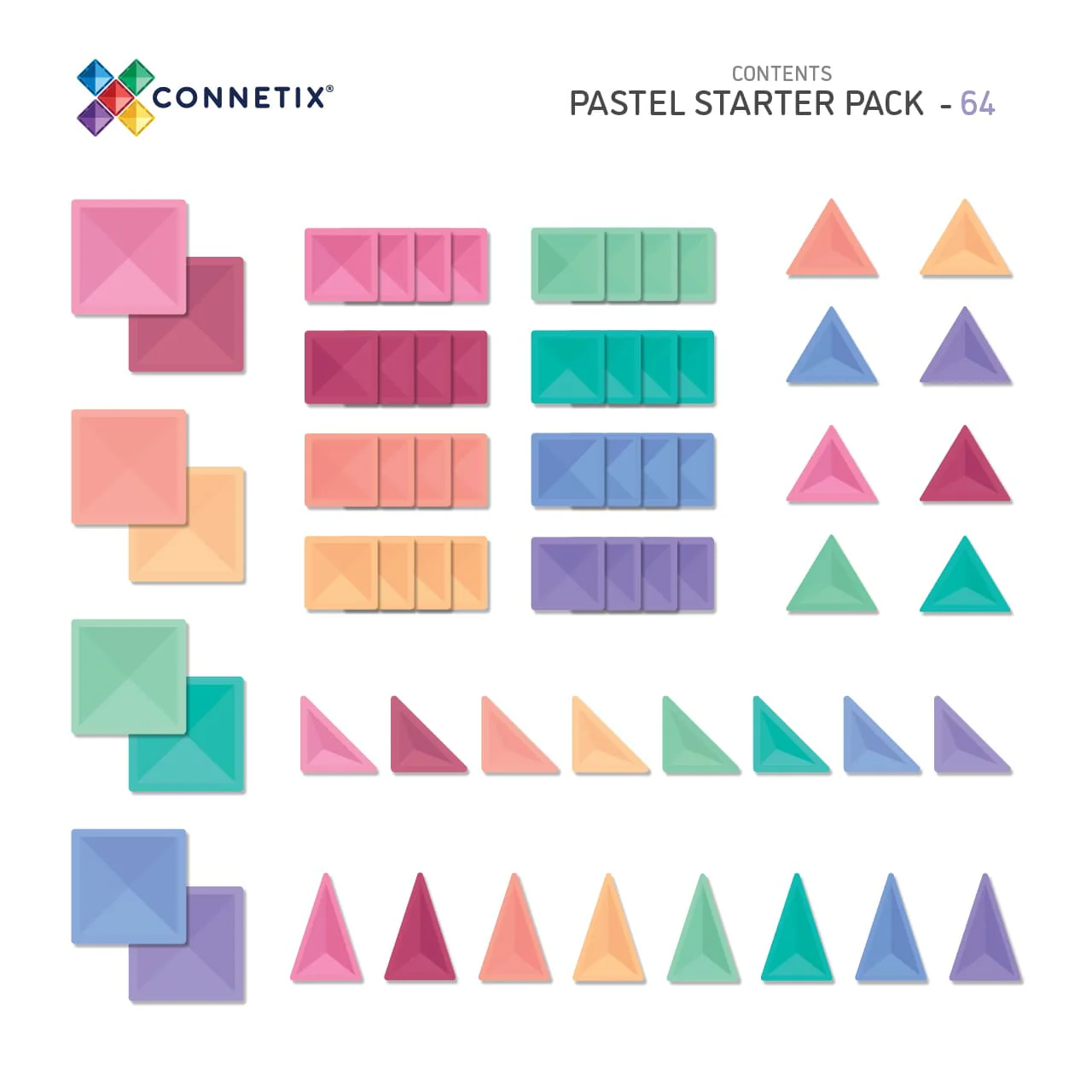 Connetix Tiles Pastel Starter Pack 64pcs - Image 3