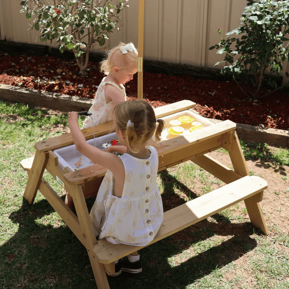 Kids Sand Water / Picnic Table with Umbrella White - Preorder - Image 16
