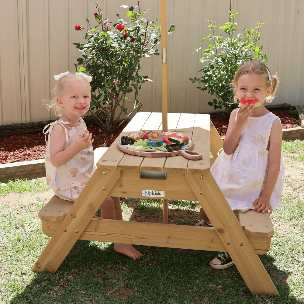 Kids Sand Water / Picnic Table with Umbrella White - Preorder - Image 3