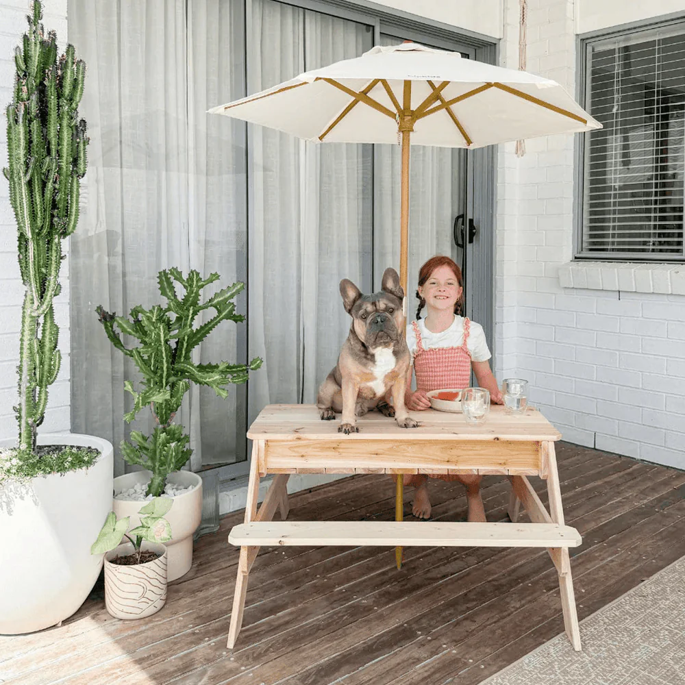 Kids Sand Water / Picnic Table with Umbrella White - Preorder - Image 4