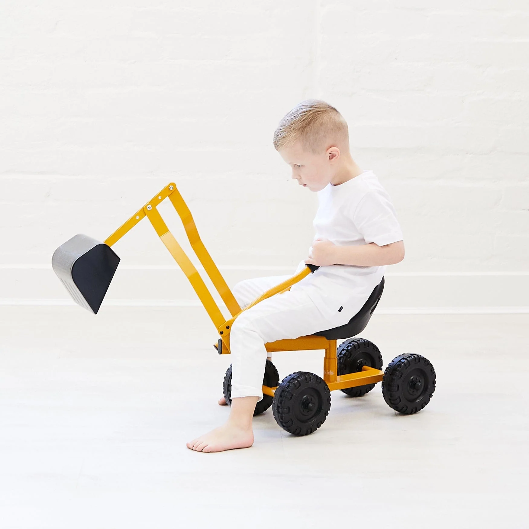 Kids Steel Toy Ride-On Excavator - Mustard - Preorder - Image 12