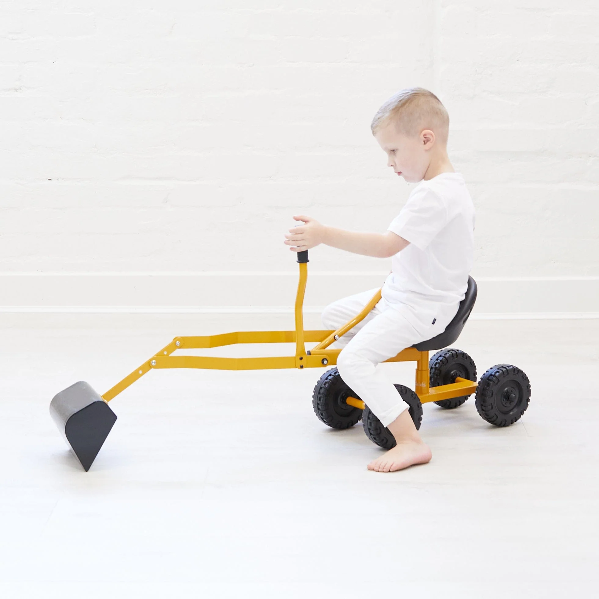 Kids Steel Toy Ride-On Excavator - Mustard - Preorder - Image 8