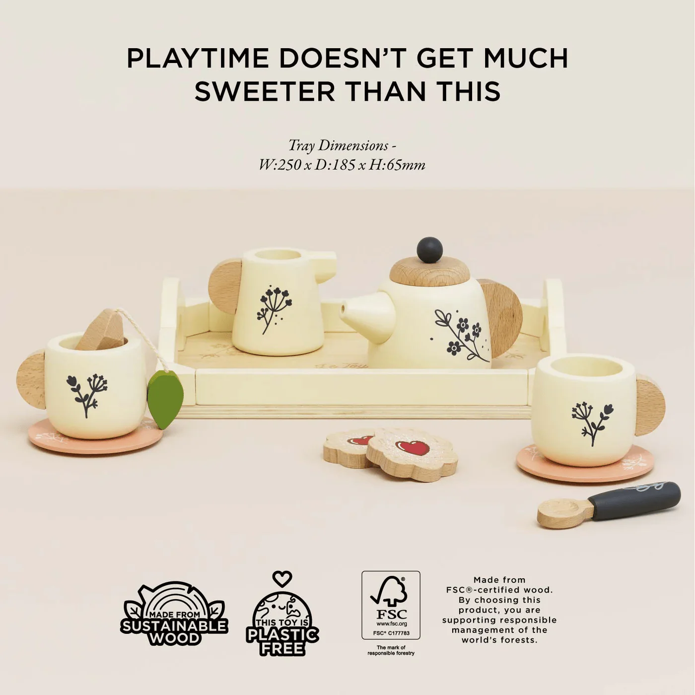 Le Toy Van Wooden Tea Set & Tray - Image 5