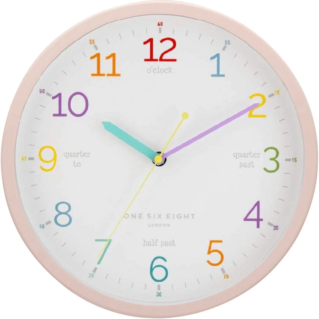 One Six Eight London LEARN THE TIME Silent Wall Clock 30cm