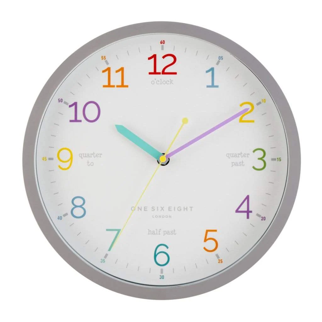 One Six Eight London LEARN THE TIME Silent Wall Clock 30cm - Image 2