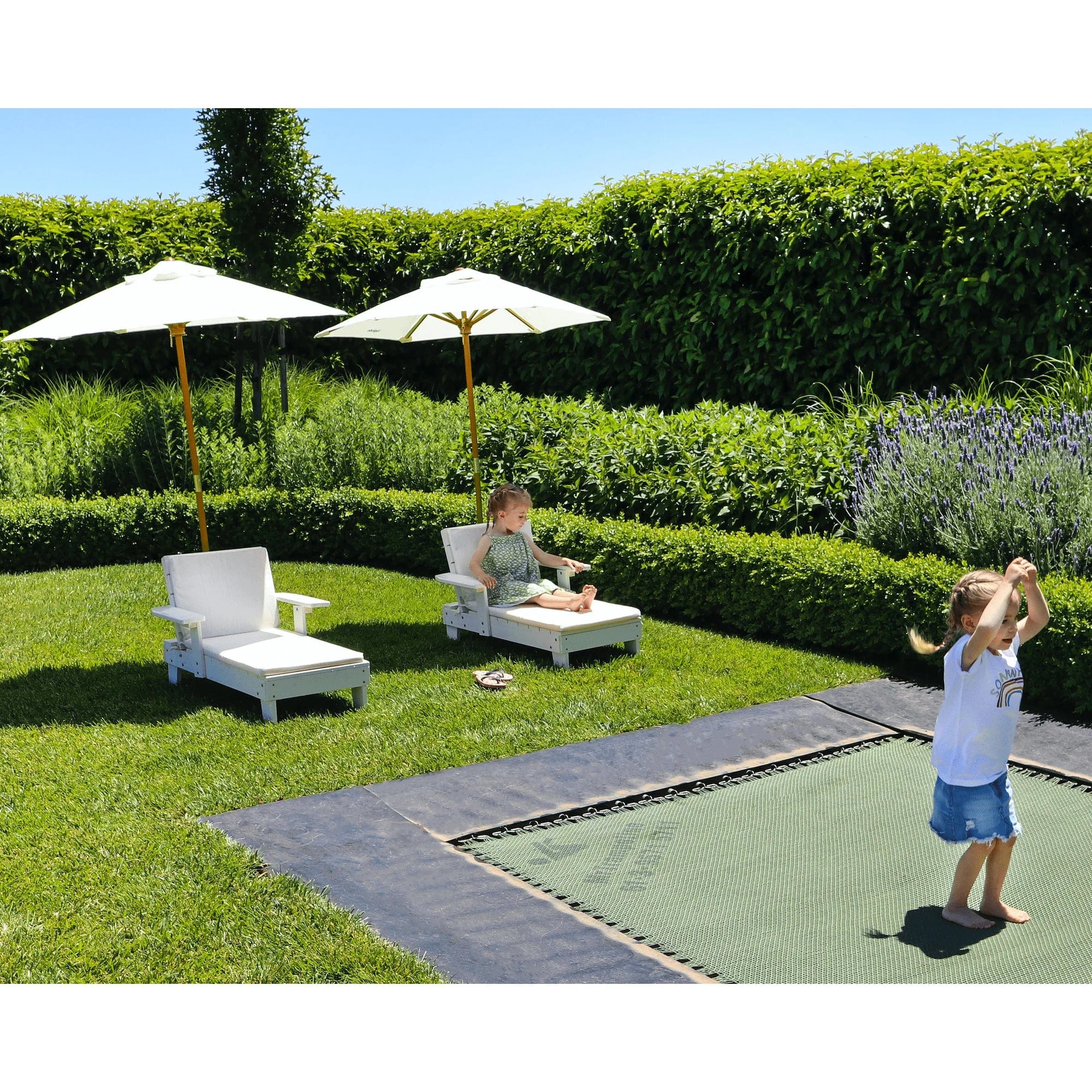 Outdoor Kids Sun Lounge Chair with Umbrella White - Preorder - Image 7