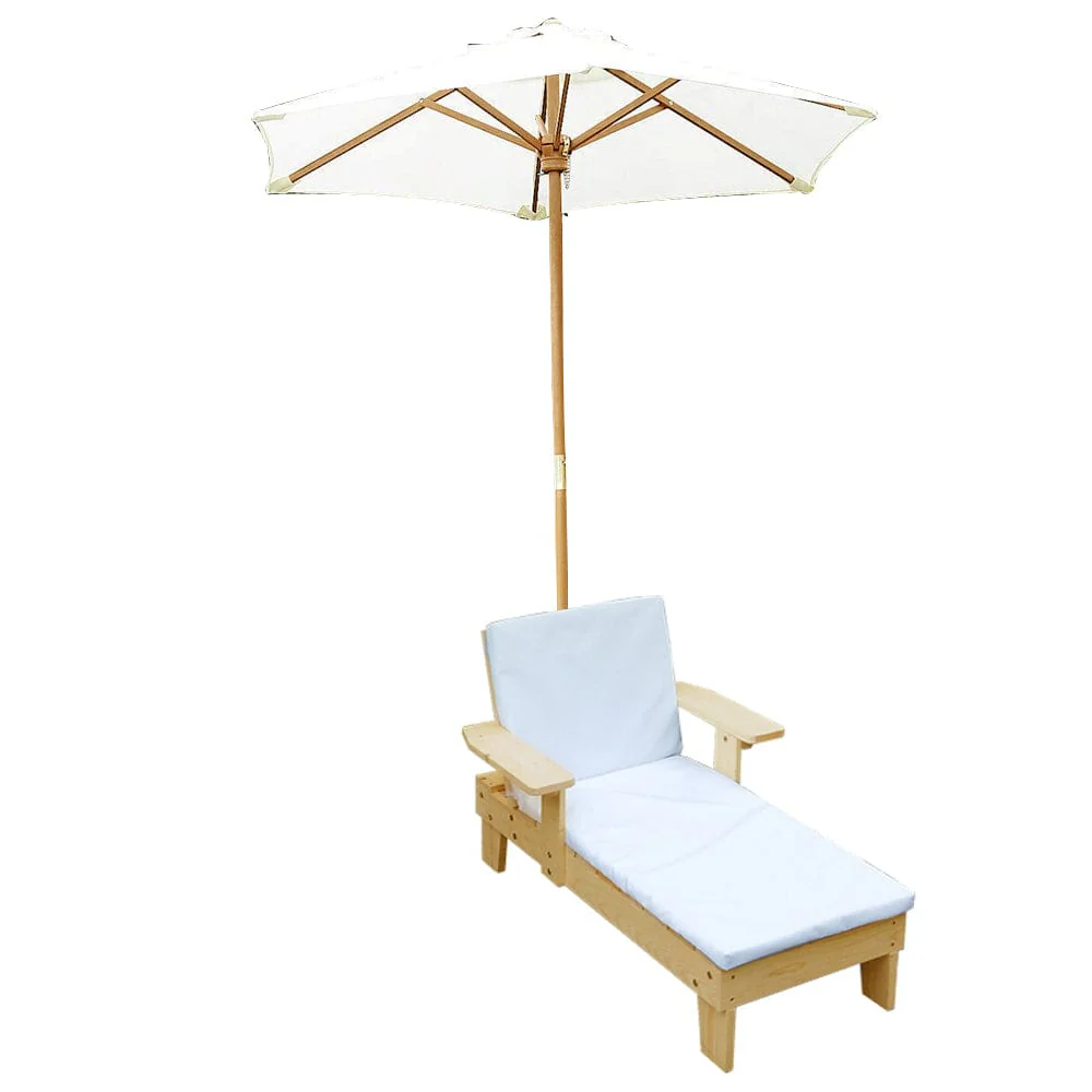 Outdoor Kids Sun Lounge Chair with Umbrella White - Preorder - Image 9