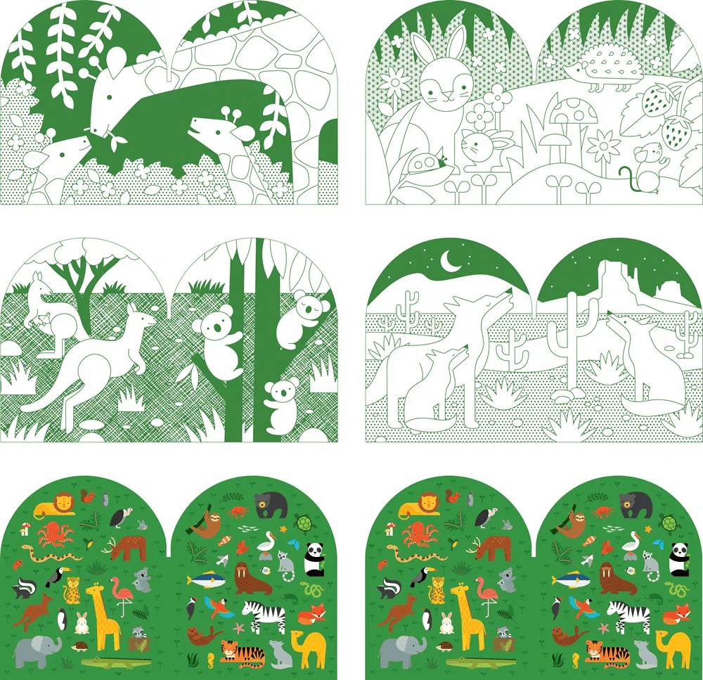Petit Collage Colouring Book with Sticker - Wild World - Image 2