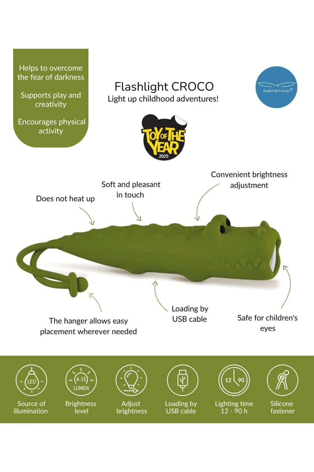 Rabbit & Friends Flashlight Crocodile - Croco - Image 4