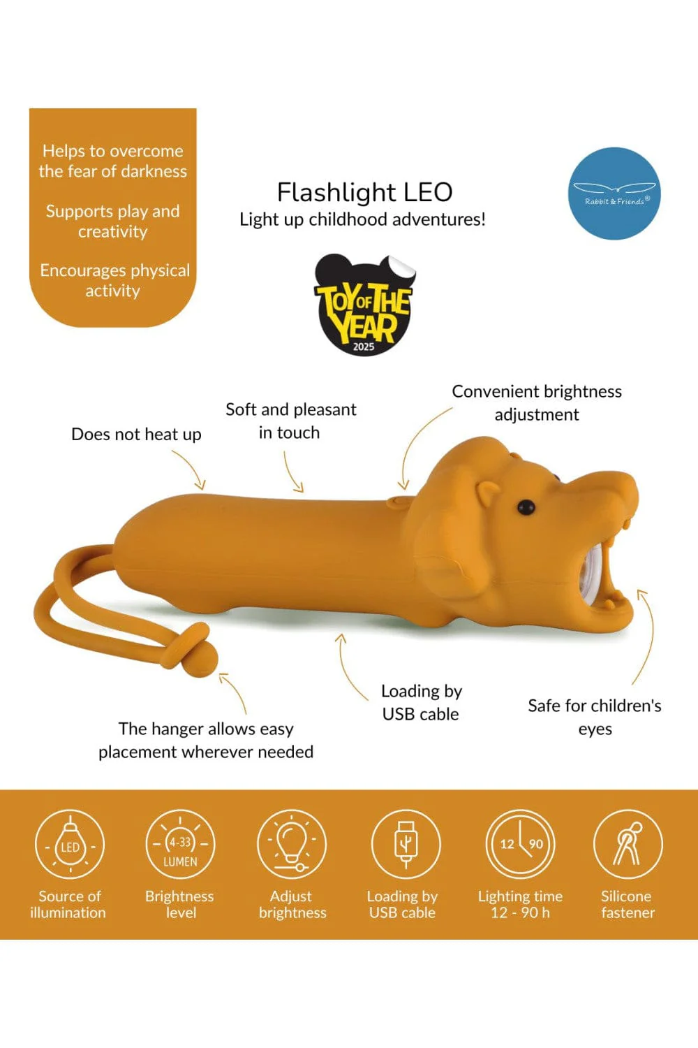Rabbit & Friends Flashlight Lion - Leo - Image 6