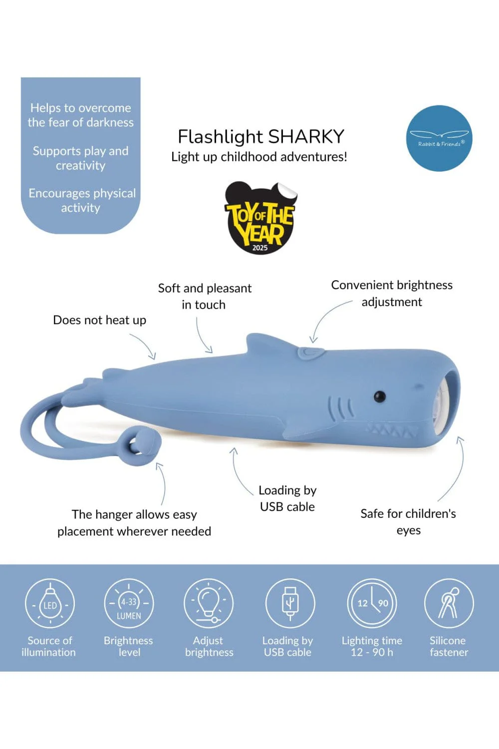Rabbit & Friends Flashlight Shark - Sharky - Image 5