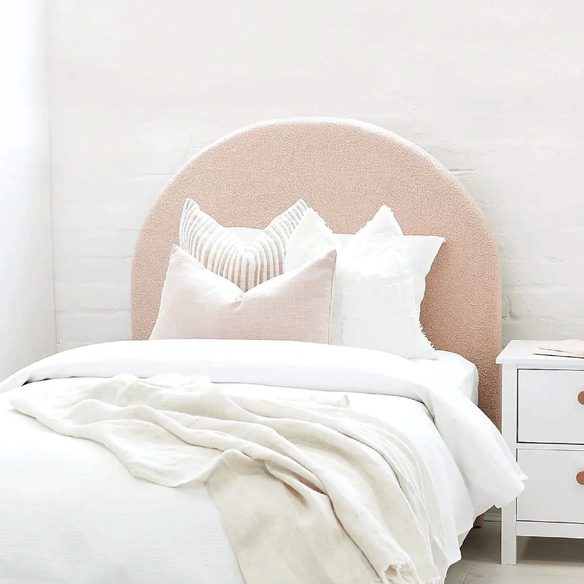 SCOUT Blush Pink Boucle Upholstered Bed - Image 12