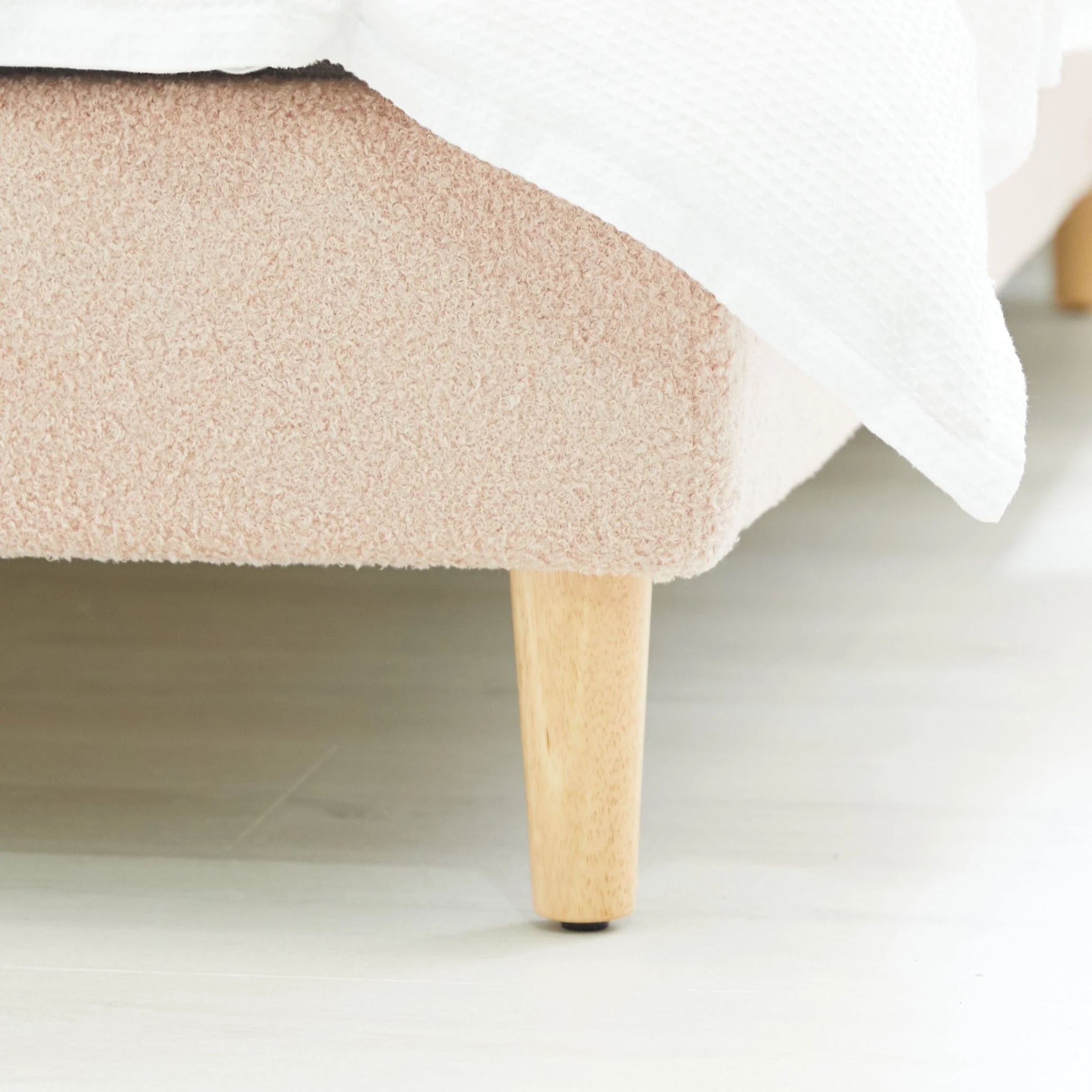 SCOUT Blush Pink Boucle Upholstered Bed - Image 14