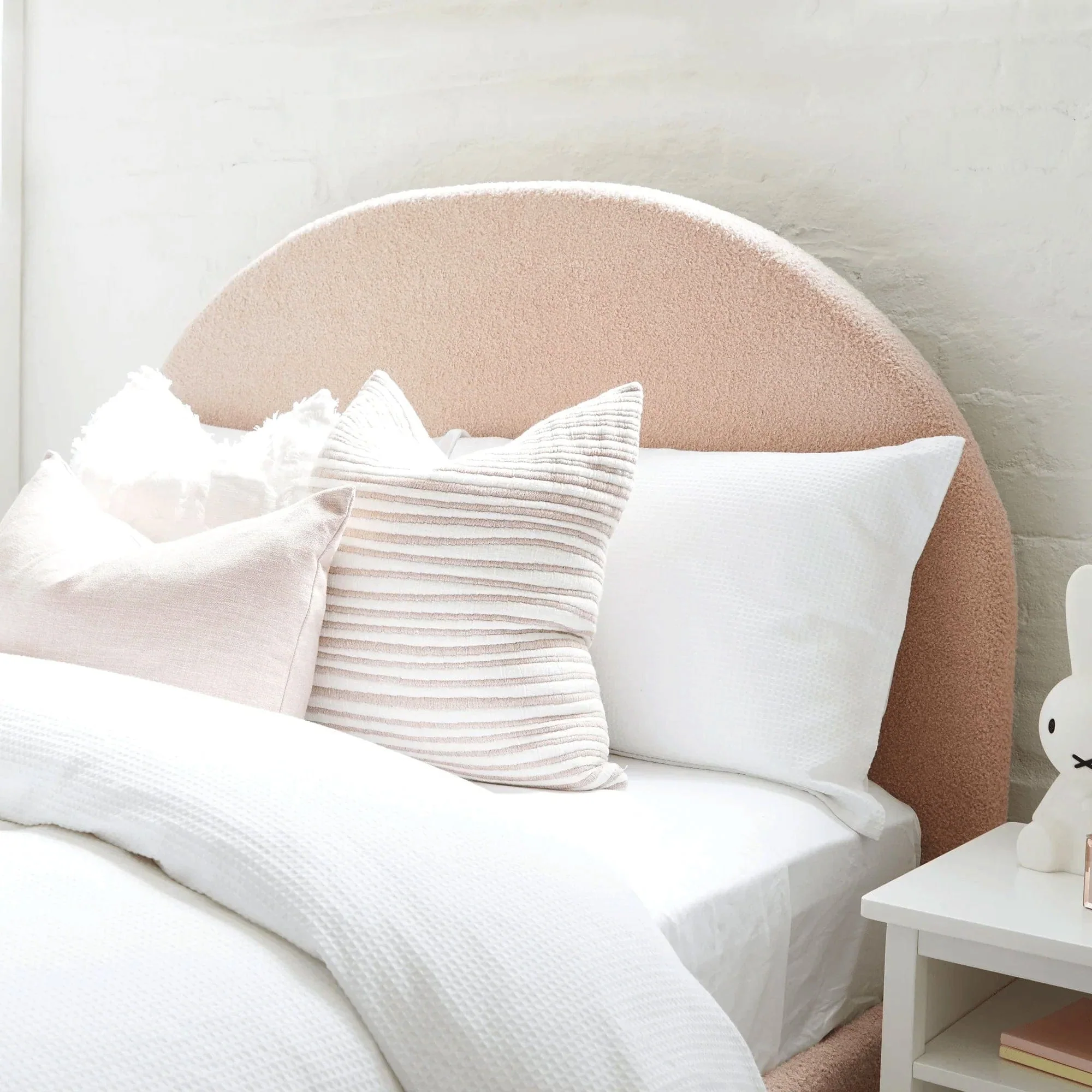 SCOUT Blush Pink Boucle Upholstered Bed - Image 16