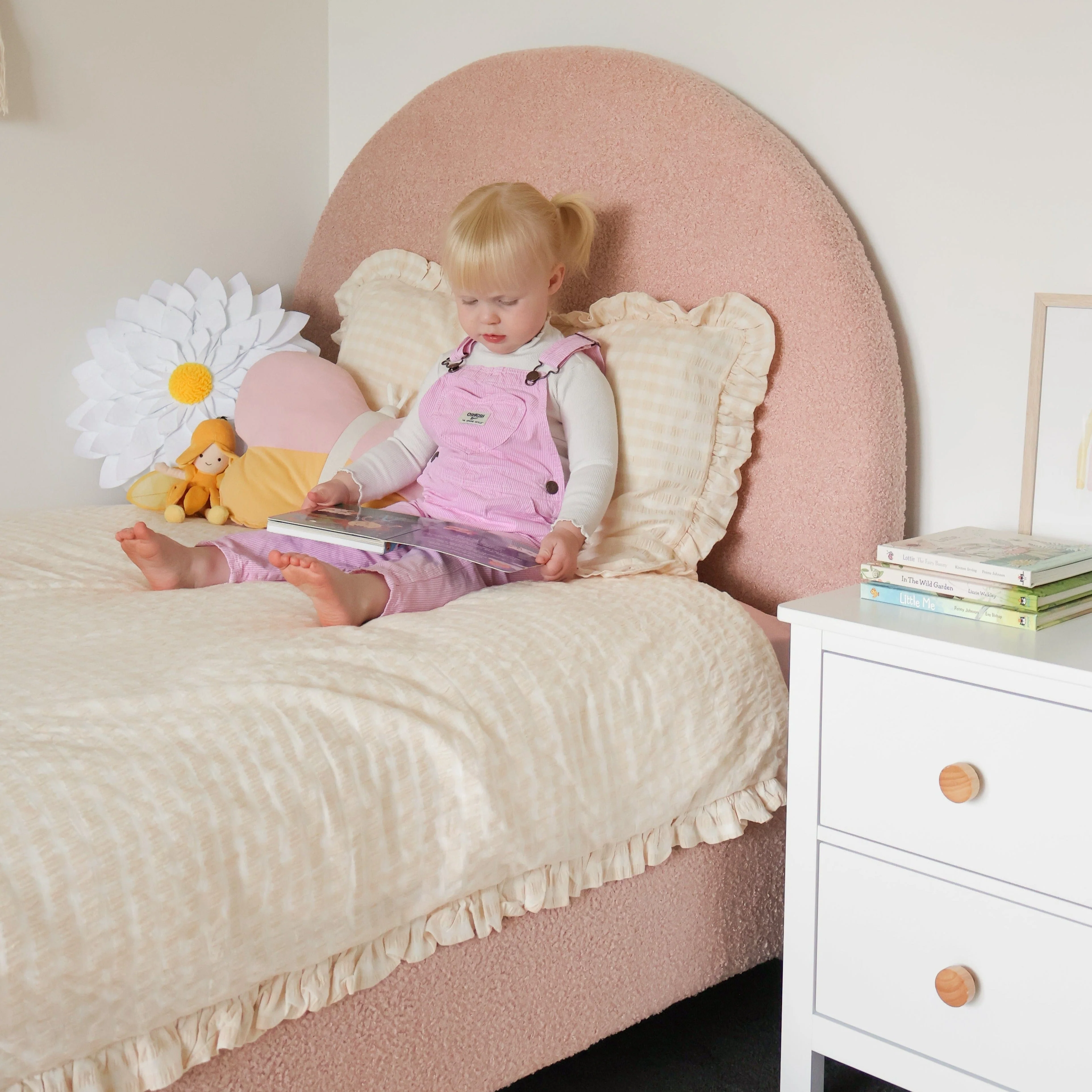 SCOUT Blush Pink Boucle Upholstered Bed - Image 2