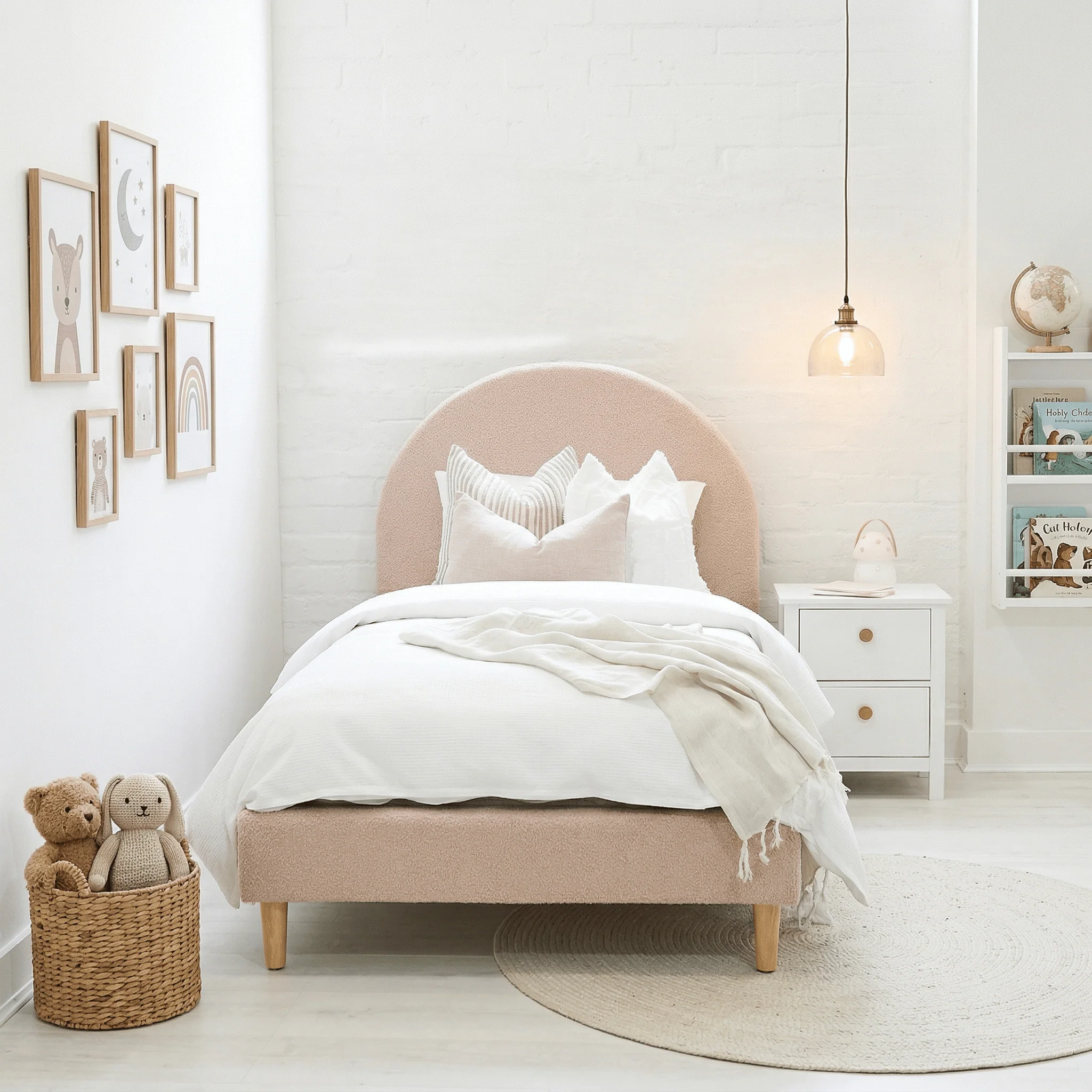 SCOUT Blush Pink Boucle Upholstered Bed - Image 3