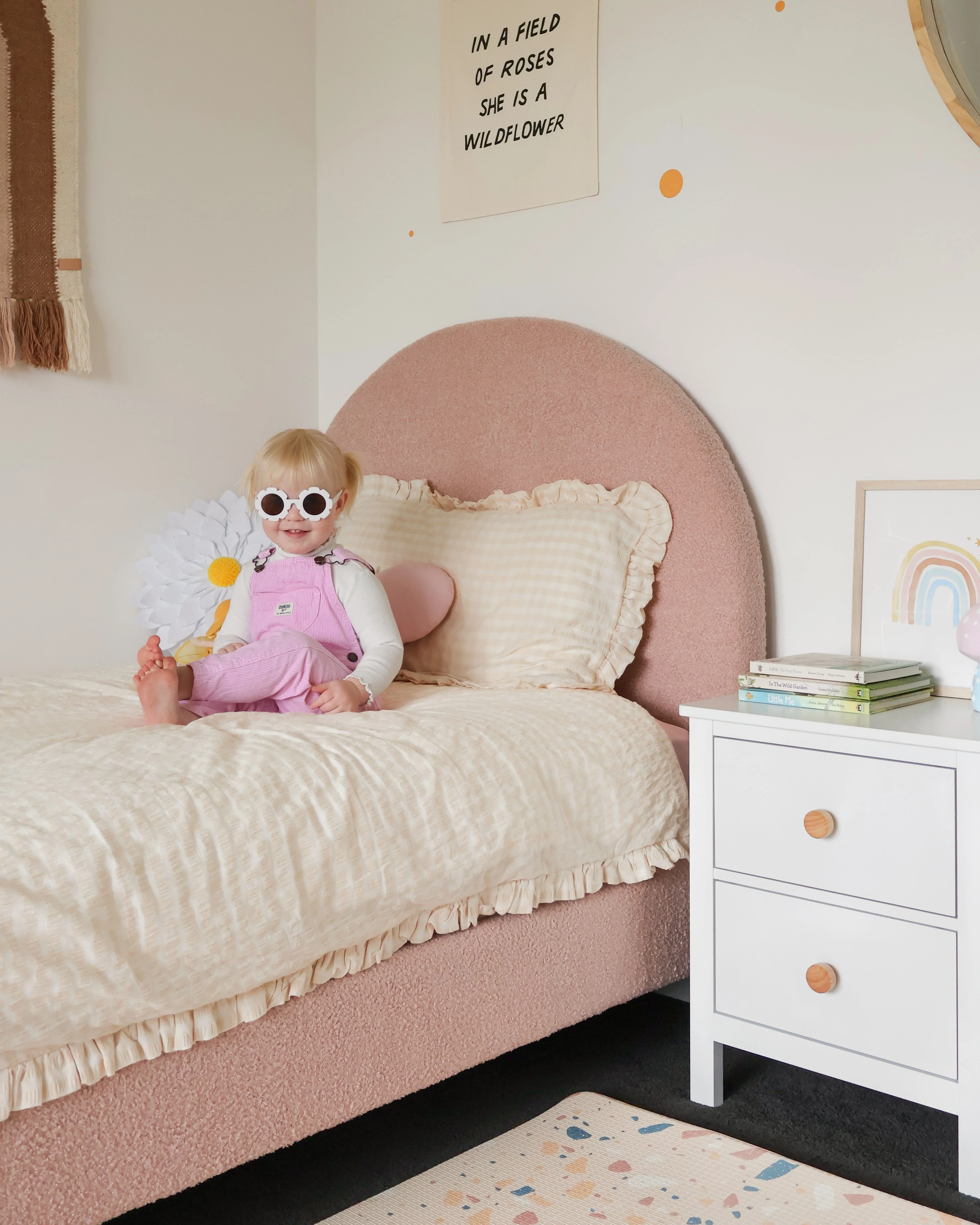 SCOUT Blush Pink Boucle Upholstered Bed - Image 7