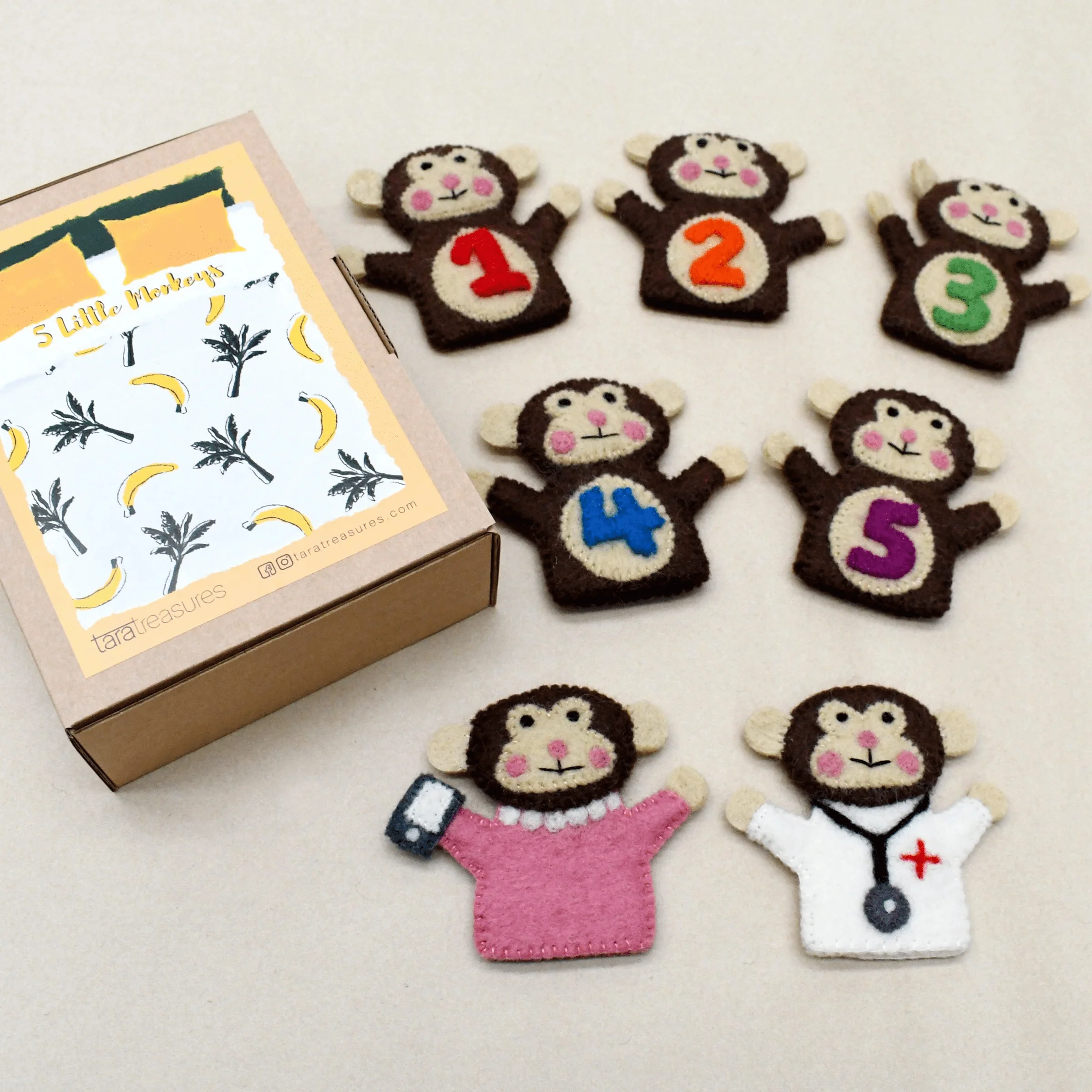 Tara Treasures Five Little Monkeys Finger Puppet Set - Coming Soon - Image 5