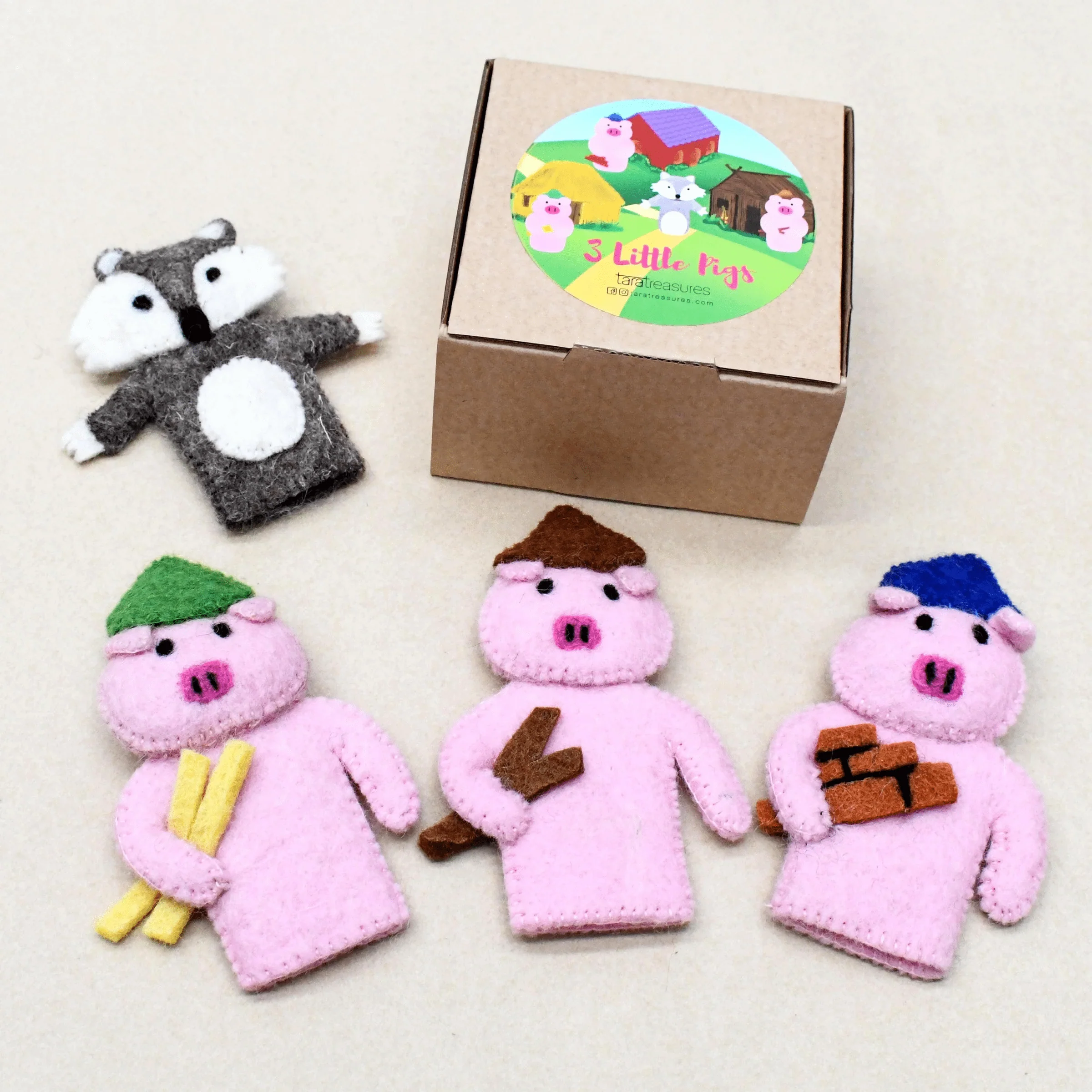 Tara Treasures The Three Little Pigs, Finger Puppet Set - Image 3